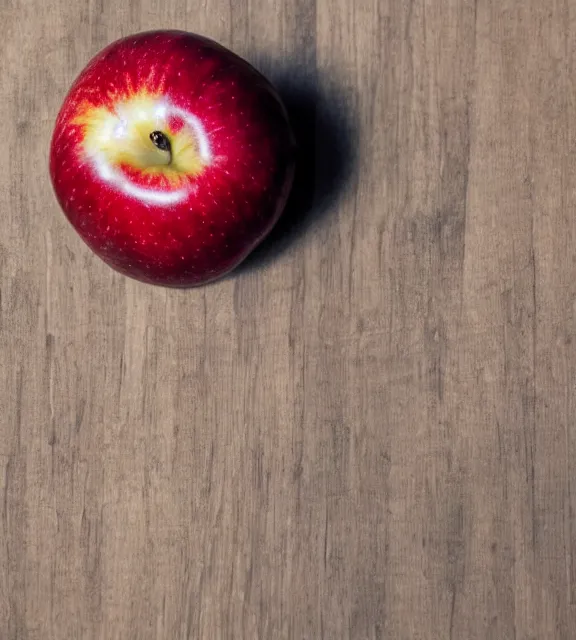 Prompt: a 4 k photorealistic photo of an apple on a sunny table