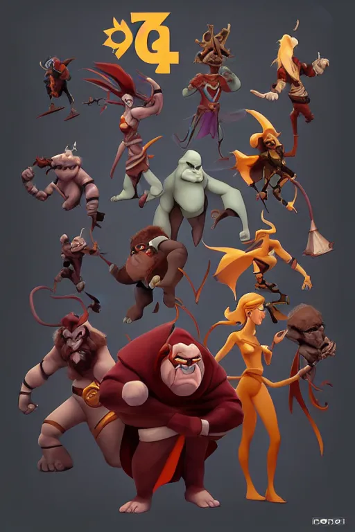 Image similar to dota 2 characters, animation pixar style, by pendleton ward, magali villeneuve, artgerm, rob rey and kentaro miura style, golden ratio, trending on art station