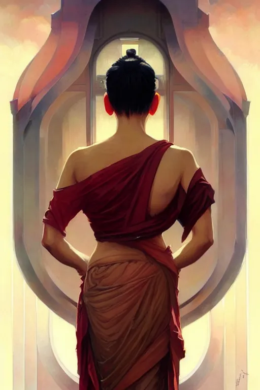 Image similar to buddhism, futurism, painting by greg rutkowski, j. c. leyendecker, artgerm