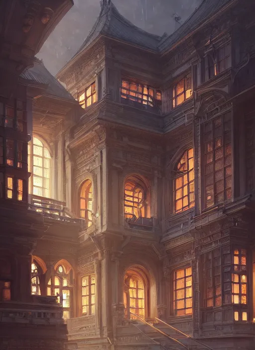 Image similar to a building with a very complicated architecture by mikyoung kim, very detailed, intricate details, complimentary colors, perfect lighting, perfect composition, aesthetic, masterpiece, award winning, artstation, darek zabrocki, greg rutkowski, artgerm, 4 k