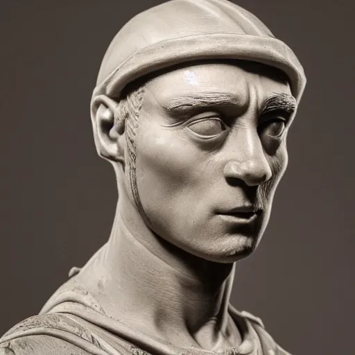 Image similar to donatello of the teenage mutant ninja turtles as a sculpture from the renaissance made of white marble, high details, cinematic, photorealistic