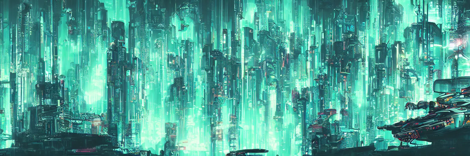 Image similar to Cyberpunk dreamscape, teal, abstract,detailed