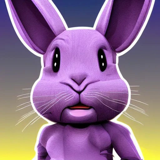 Image similar to portrait of a purple rabbit animatronic mascot,digital art,detailed