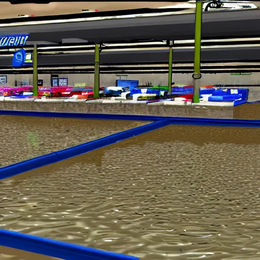 Image similar to flooded walmart, ps 2 game screenshot