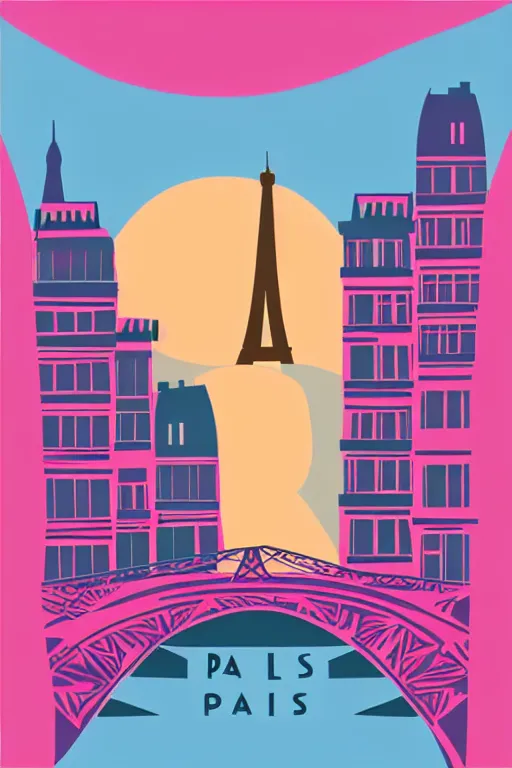 Image similar to minimalist boho style art of colorful paris at sunrise, illustration, vector art