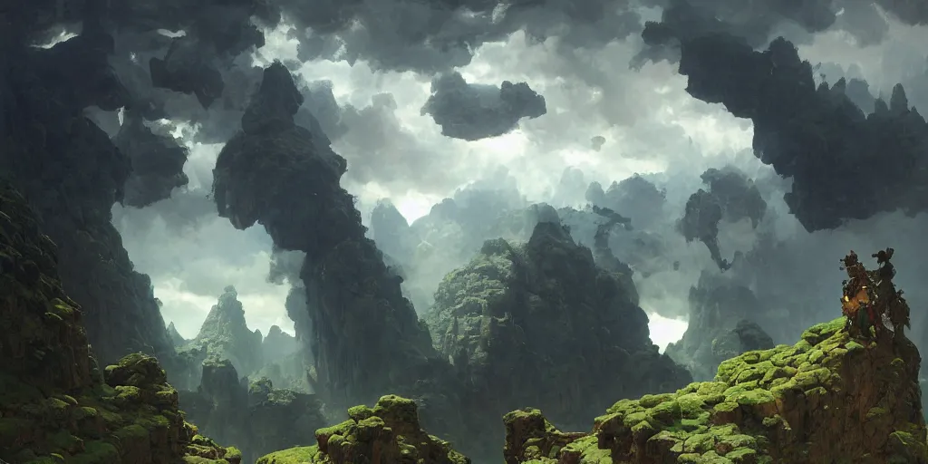 Image similar to huge cave ceiling clouds made of green earth towns, industry, steampunk villages castles, buildings inverted upsidedown mountain artstation illustration sharp focus sunlit vista painted by ruan jia raymond swanland lawrence alma tadema zdzislaw beksinski norman rockwell tom lovell alex malveda greg staples