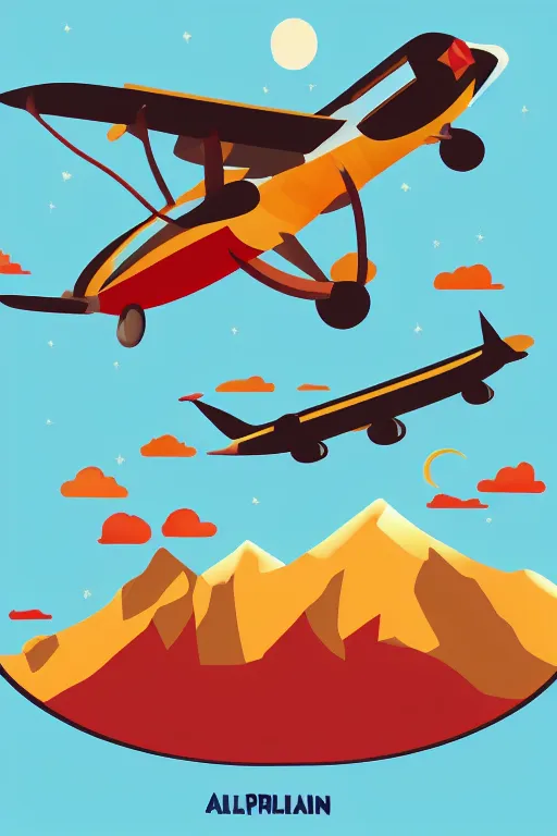 Image similar to airplane mountain flat vector illustration trending on artstation