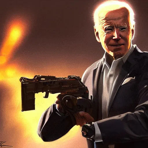 Image similar to joe biden as an evil terrorist, dramatic lighting, cinematic, establishing shot, extremly high detail, photorealistic, cinematic lighting, artstation, style by James Gurney