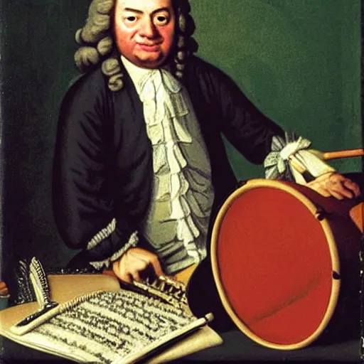 Image similar to bach playing a drum kit