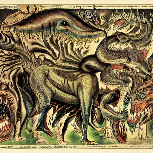 Image similar to uncanny freaky bestiary of repressed unconscious emotional chimeras