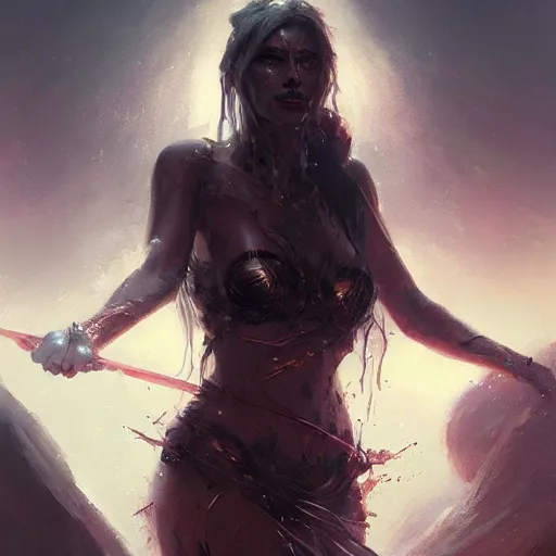 Image similar to a beautiful portrait of a death goddess by Greg Rutkowski and Raymond Swanland, Trending on Artstation, ultra realistic digital art