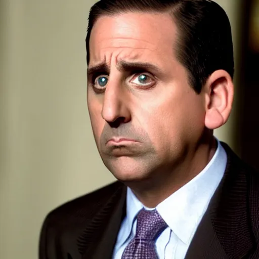 Prompt: michael scott from the office us looking sad