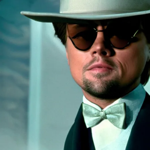 Image similar to leonardo dicaprio starring as willy wonka, movie still, 8 k