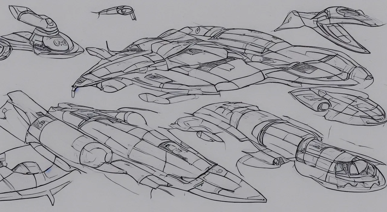 Prompt: smooth spaceship sketches