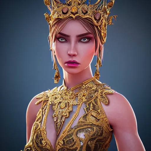 Image similar to portrait of wonderful princess, glowing, ornate and intricate, jaw dropping, dynamic lighting, intricate and detailed, 4 k octane render