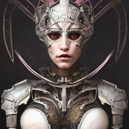 Prompt: ultra realist soft painting of a single attractive cyborg female sillicon cyborg skin armored, curiosities carnival, symmetry accurate features, very intricate details, focus, curvy, artstyle Tom Bagshaw, award winning