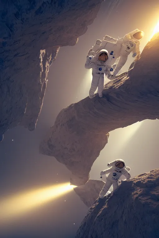 Image similar to 3 astronaut in flying sauser trveling throuh worm hole, cinematic lighting, hyperdetailed, 8 k realistic, symmetrical, global illumination, radiant light, love and mercy, frostbite 3 engine, cryengine, dof, trending on artstation, digital art, crepuscular ray