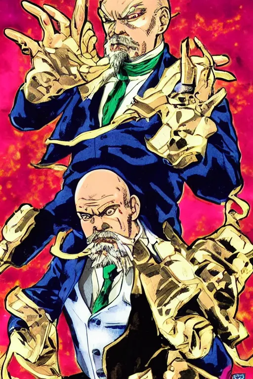 Image similar to A picture of Lenin in JoJo Bizarre Adventure, by Hirohiko Araki, Comic Style, FullHD, trending on Artstation