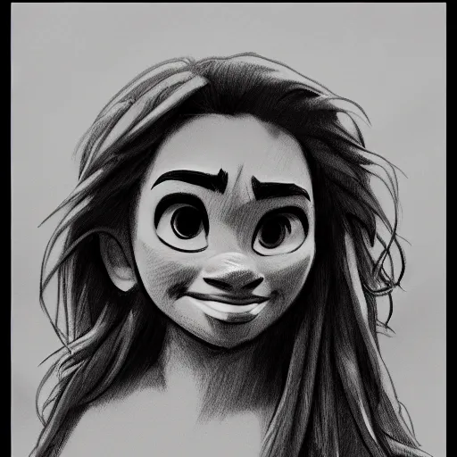 Image similar to moana fusain charcoal sketch artstation deviant art shinkai