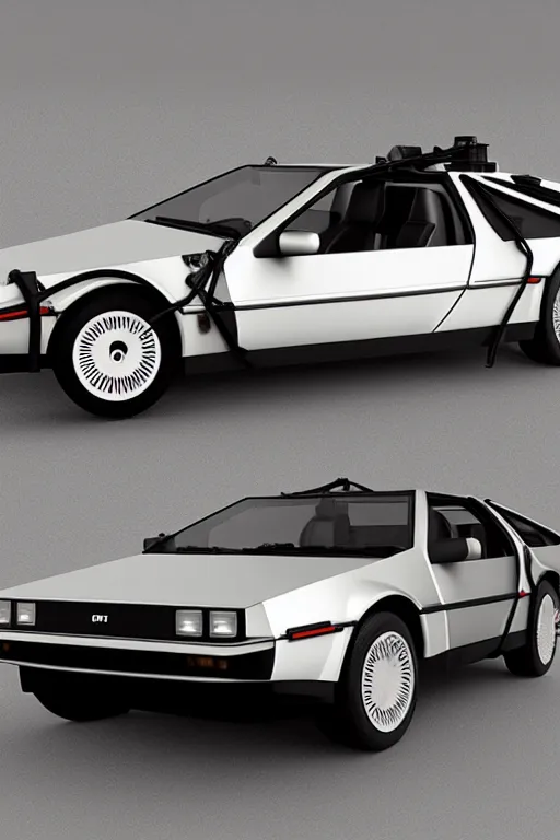 Prompt: a 3 d model of a delorean found in the game files of death stranding