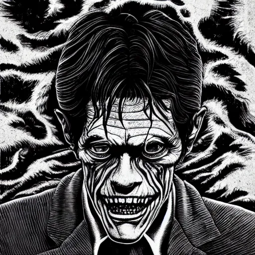 Image similar to horror portrait of willem dafoe by junji ito, hyper detailed, 4 k, extreme horror