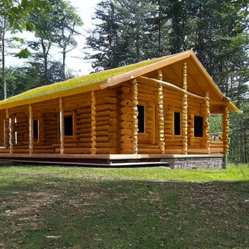 Image similar to log cabin designed by Richard Rogers