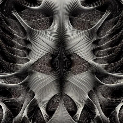 Image similar to beautiful 3 d texture by zaha hadid, iris van herpen and rick owens. highly detailed, hyper - real, very beautiful, intricate fractal details, very complex, opulent, epic, mysterious, polished, futuristic design, trending on deviantart and artstation