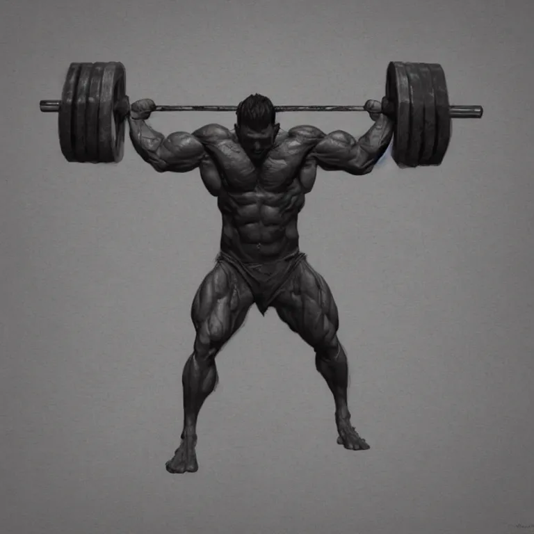 Image similar to weight lifter, 3 d render, dark art greg rutkowski