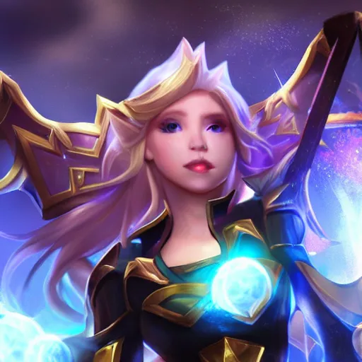 Prompt: a photograph of lux from league of legends