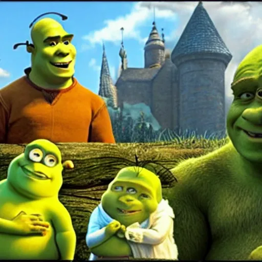 Image similar to shrek with the minions