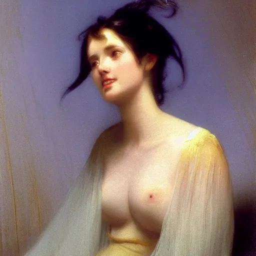 Prompt: a young woman's face, her hair is golden white and she wears an cobalt blue satin cloak, by ivan aivazovsky and syd mead and moebius and gaston bussiere and roger dean and pieter claesz and paul delaroche and alma tadema and aelbert cuyp and willem claesz, hyperrealistic, volumetric light, octane render