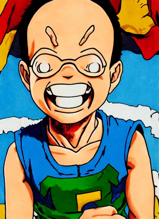 Image similar to portrait of happy boy in the style of akira toriyama