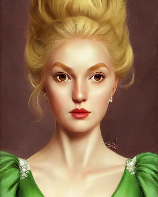 Prompt: princess blond, brilliant red ball gown, sharp beautiful face, by viegil finlay, oil on canvas, artstation, pretty green eyes, by j. c. leyendecker and edmund blair leighton and charlie bowater, beautiful face, octane, very aesthetic!!!!!!!!!!!!!!! stunning gorgeous green eyes