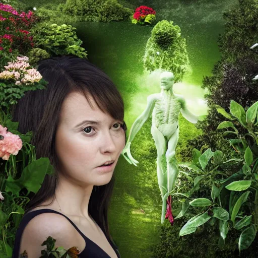 Image similar to a human morphing into a garden