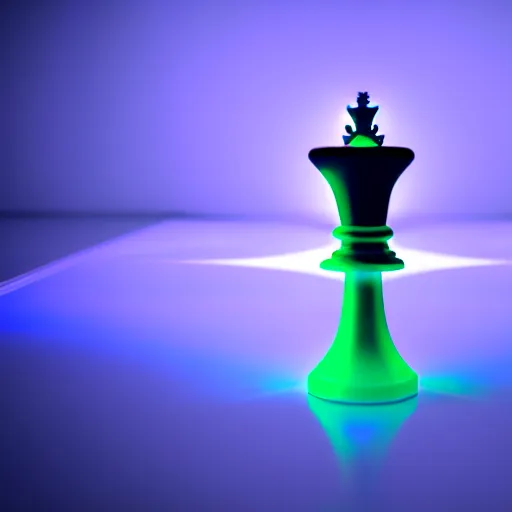 Image similar to tron photo of a queen chess piece made of plasma lights, Puddles, high point of view, smooth 3D Illustration, Cinematic Matte Painting, soft render, volumetric lighting