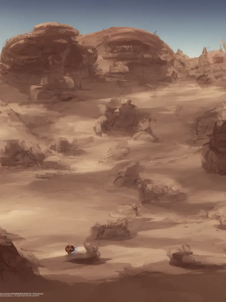 Prompt: desert by disney concept artists, blunt borders, rule of thirds