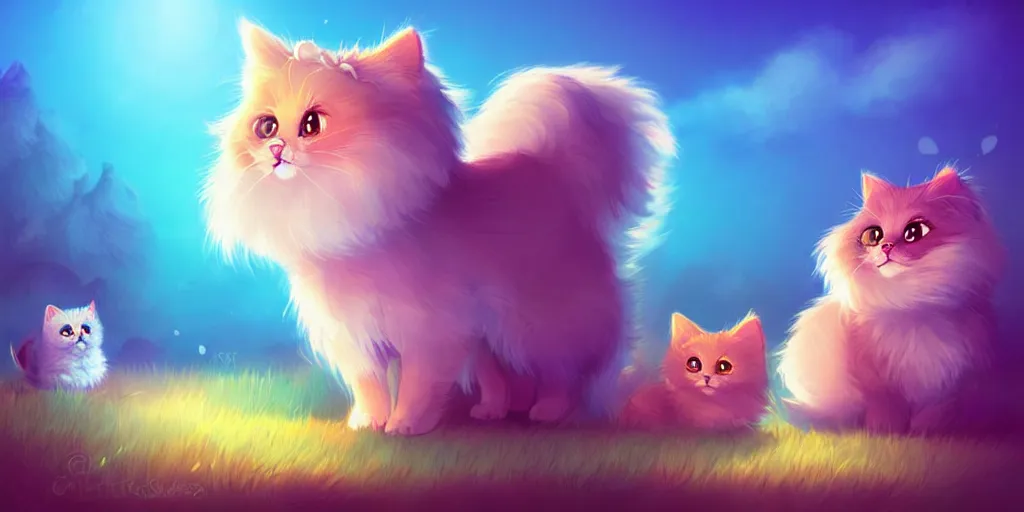 Prompt: very cute illustration of fluffy animals 😻, for a children's book, digital art, highly detailed, rim light, exquisite lighting, clear focus, very coherent, details visible, soft lighting, character design, atmospheric, vibrant colors, trending on artstation, sun flare