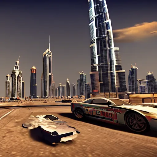 Image similar to gta : dubai, cinematic colors