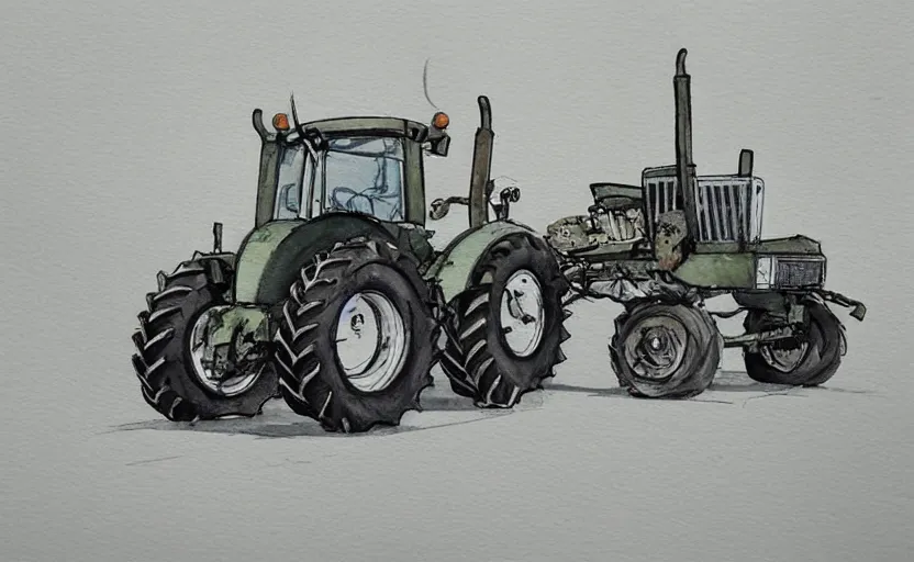 Image similar to concept art of a tractor, pinterest, artstation trending, behance, watercolor, by coby whitmore, silver, laser light,