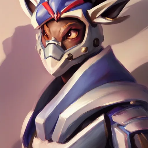 Image similar to greg manchess portrait painting of partially armored sylveon as overwatch character, medium shot, asymmetrical, profile picture, organic painting, sunny day, matte painting, bold shapes, hard edges, street art, trending on artstation, by huang guangjian, gil elvgren, ruan jia, greg rutkowski, gaston bussiere