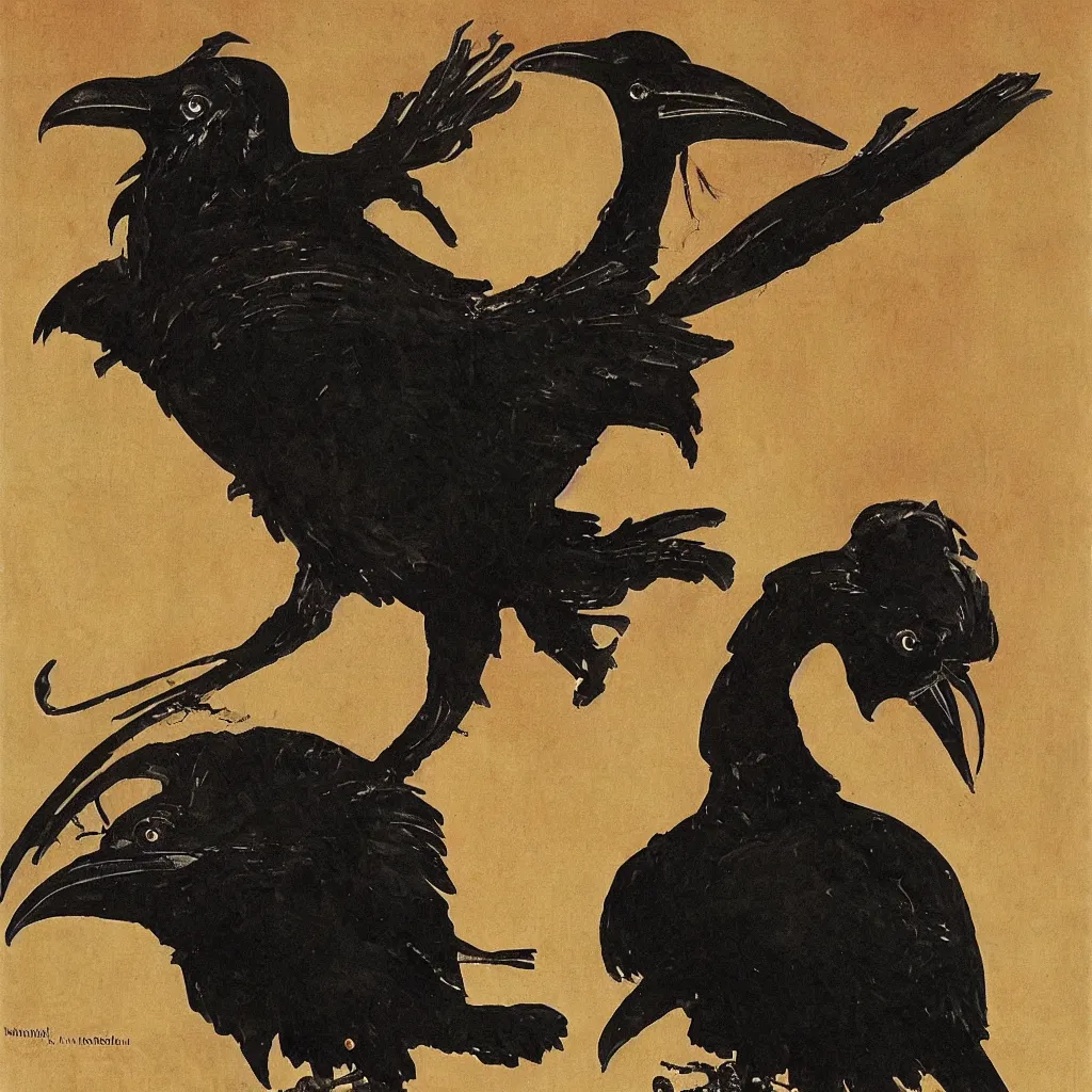 Prompt: a leather mask in the shape of a raven, by norman rockwell