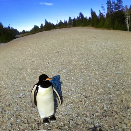 Image similar to skipper the penguin caught on trail cam