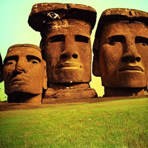 Prompt: moai rap album cover 9 0 s