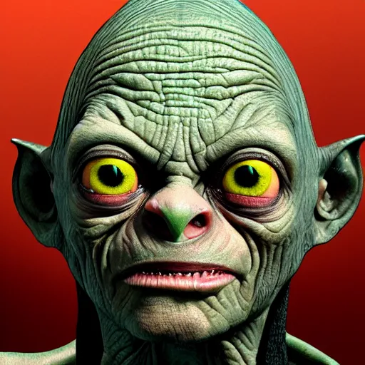 Image similar to Gollum from dmt realm , ultra realism, 4k,