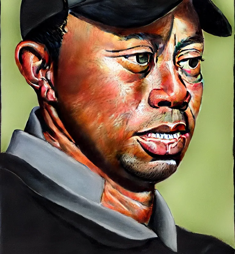 Image similar to tiger woods portrait by caravaggio.