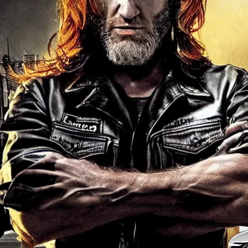 Image similar to wolverine in the sons of anarchy 4 k detailed super realistic