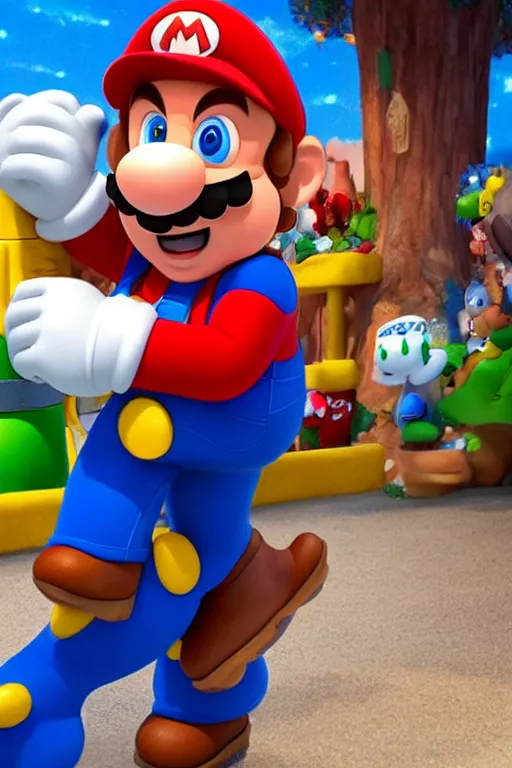 Image similar to a movie still of chris pratt as mario, highly detailed, studio lighting