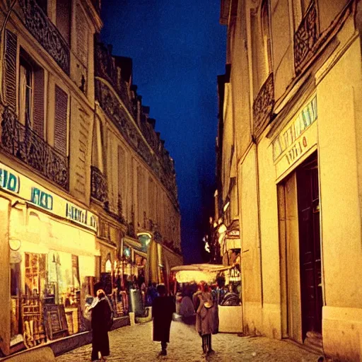 Prompt: nights in paris, 1 9 6 0 ’ s, color photograph