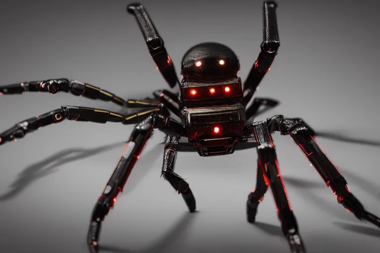 Prompt: sci fi spider bot, highly detailed, cinematic, dramatic lighting, 8 k