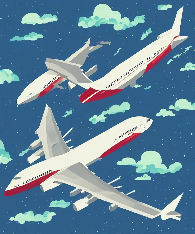 Prompt: airplane illustration vector digital art trending on artstation
